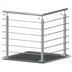 Nerezový stĺp, vrchné kotvenie, 6-radový priechodný Nerezový stĺp, vrchné kotvenie, 6-radový priechodný